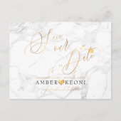 PixDezines Faux Gold/Marble/Save onze datum Briefkaart (Voorkant)