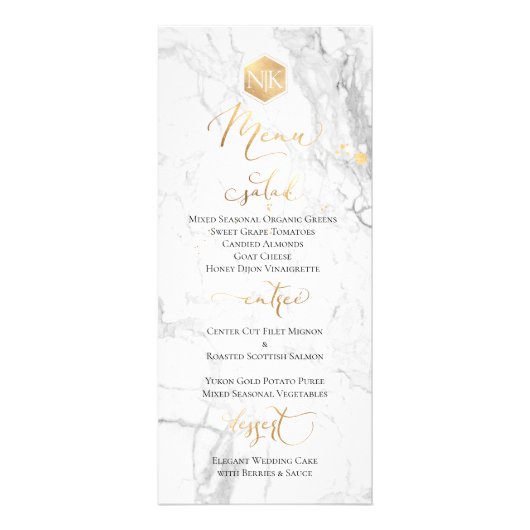 PixDezines Faux Gold Menu op Marble Fancy Script (Voorkant)