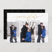 PixDezines Faux Gold Modern Borstelscript Save The Date (Voorkant / Achterkant)