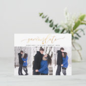 PixDezines Faux Gold Modern Borstelscript Save The Date (Staand voorkant)