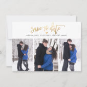 PixDezines Faux Gold Modern Borstelscript Save The Date (Voorkant)