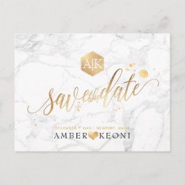 PixDezines Faux Gold/Monogram/Marmer/Bewaar je dat Briefkaart
