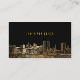 PixDezines Faux Gold NYC Skyline/DIY background Visitekaartje