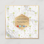 PixDezines FAUX GOLD PALM TREE+MARBLE Vierkante Visitekaartje (Achterkant)