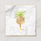 PixDezines FAUX GOLD PALM TREE+MARBLE Vierkante Visitekaartje (Voorkant)