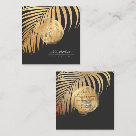 PixDezines Faux Gold Palms DIY Achtergrond Vierkante Visitekaartje (Voorkant / Achterkant)