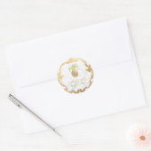 PixDezines Faux Gold Pineapple+Marble Slab Ronde Sticker (Envelop)