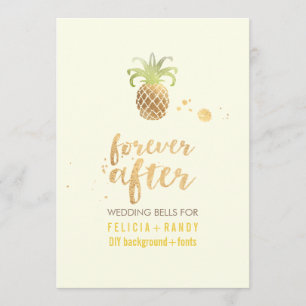 PixDezines Faux Gold Pineapple Wedding Kaart