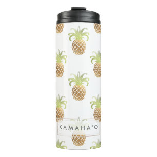 PixDezines Faux Gold Pineapples/DIY achtergrond Thermosbeker