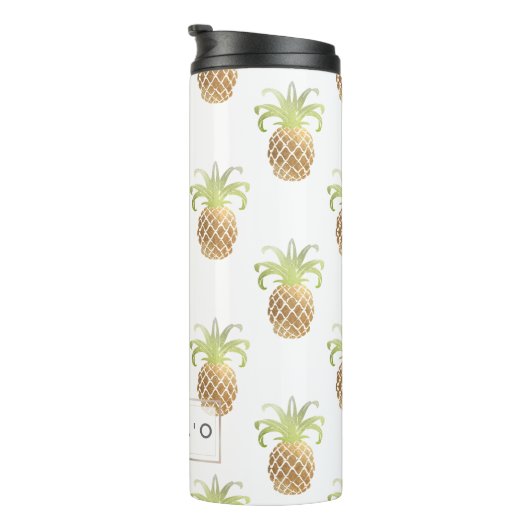 PixDezines Faux Gold Pineapples/DIY achtergrond Thermosbeker (Geroteerd rechts)