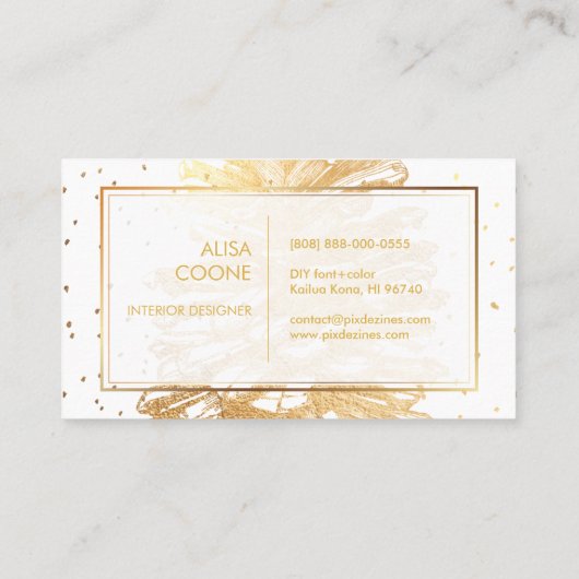 PixDezines FAUX GOLD PINECONES/DIY achtergrond Visitekaartje (Achterkant)