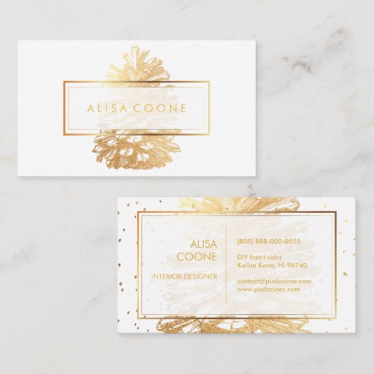 PixDezines FAUX GOLD PINECONES/DIY achtergrond Visitekaartje (Voorkant / Achterkant)