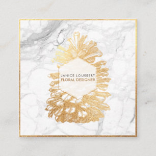 PixDezines FAUX GOLD PINECONES+MARBLE Vierkante Visitekaartje