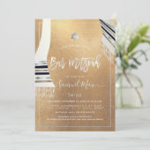 PixDezines Faux Gold+Platinum Talitz Bat Mitzvah Kaart (Staand voorkant)