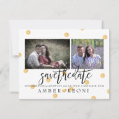 PixDezines Faux Gold Polka Dots Sla de datum op Save The Date (Voorkant)