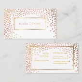 PixDezines faux gold+roze sproinkles / confetti Visitekaartje (Voorkant / Achterkant)