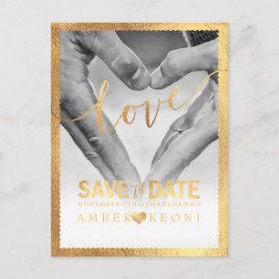 PixDezines Faux Gold Save the Date/Heart Aankondigingskaart
