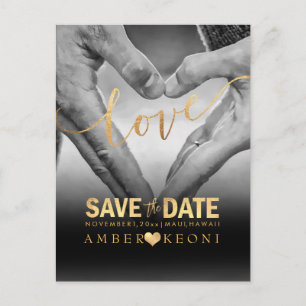 PixDezines Faux Gold Save the Date/Heart Aankondigingskaart