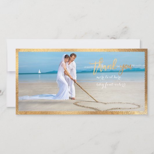 PixDezines Faux Gold Scallop lijst/dank u Bedankkaart (Voorkant)