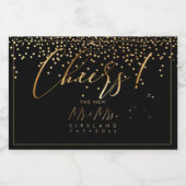 PixDezines Faux Gold Script, Cheers+Confetti Sparkling Wijnetiket (Enkel label)