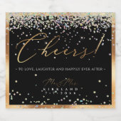 PixDezines Faux Gold Script Holographic Confetti Sparkling Wijnetiket (Enkel label)