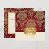 PixDezines faux gold/Silver Damask Kaart (Voorkant / Achterkant)