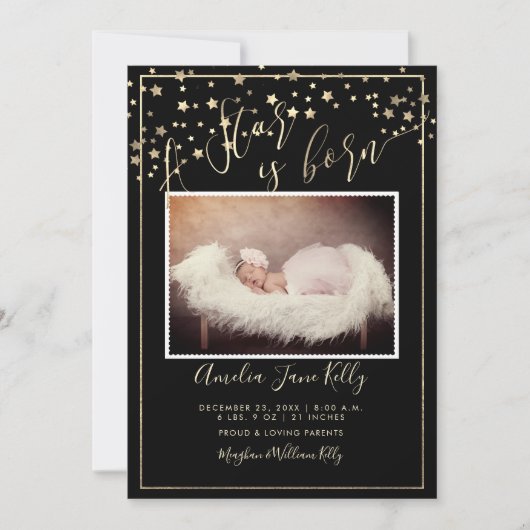 PixDezines Faux Gold Stars, A Star is Born Kaart (Voorkant)