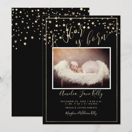 PixDezines Faux Gold Stars, A Star is Born Kaart (Voorkant / Achterkant)