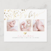 PixDezines Faux Gold Stars/Birth Announce Aankondigingskaart (Voorkant)