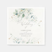 PixDezines Faux Gold Waterverf Eucalyptus Wedding Servet (Voorkant)