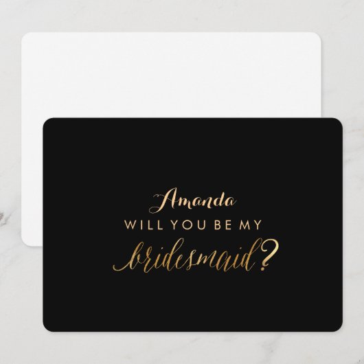 PixDezines Faux Gold zal mijn Bridesmaid zijn Kaart (Voorkant / Achterkant)