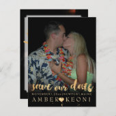 PixDezines faux goud/datum opslaan/DIY kleur Aankondigingskaart (Voorkant / Achterkant)