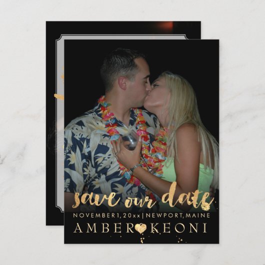 PixDezines faux goud/datum opslaan/DIY kleur Aankondigingskaart (Voorkant / Achterkant)