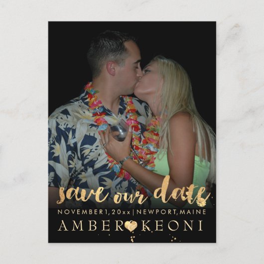 PixDezines faux goud/datum opslaan/DIY kleur Aankondigingskaart (Voorkant)