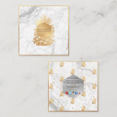 PixDezines FAUX GOUD PINECONES+MARMER Vierkante Visitekaartje (Voorkant / Achterkant)