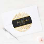 PixDezines faux goud/rossi damast Ronde Sticker (Envelop)