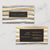 PixDezines faux goud + zilver strepen Visitekaartje (Voorkant / Achterkant)