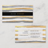 PixDezines faux goud + zilver strepen Visitekaartje (Voorkant / Achterkant)