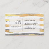 PixDezines faux goud + zilver strepen Visitekaartje (Achterkant)