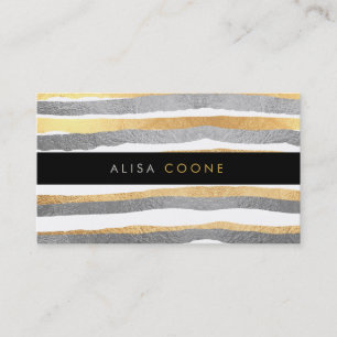 PixDezines faux goud + zilver strepen Visitekaartje