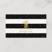 PixDezines Faux gouden ananas/B+W strepen Visitekaartje (Voorkant)