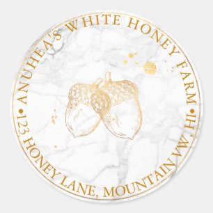 PixDezines FAUX GOUDEN EIKELS + MARMER Ronde Sticker