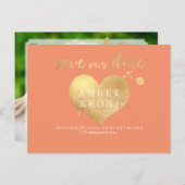 PixDezines faux gouden hart/save datum/DIY kleur Aankondigingskaart (Voorkant / Achterkant)