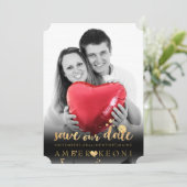 PixDezines Faux Gouden Hart/Save Datum/DIY Kleur Save The Date (Staand voorkant)