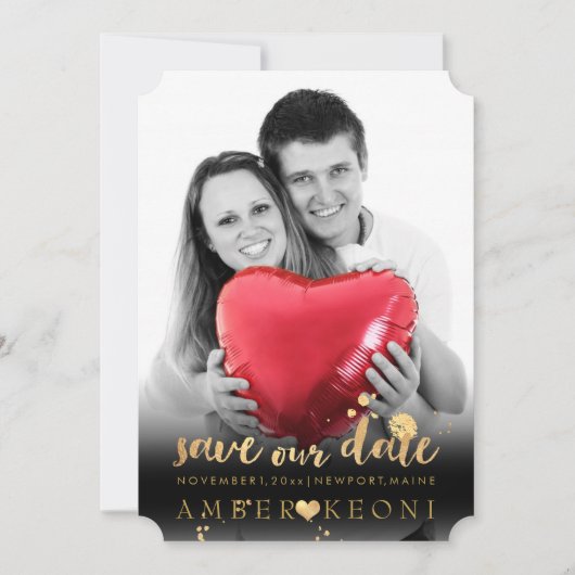 PixDezines Faux Gouden Hart/Save Datum/DIY Kleur Save The Date (Voorkant)
