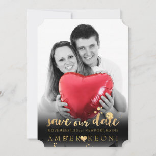 PixDezines Faux Gouden Hart/Save Datum/DIY Kleur Save The Date