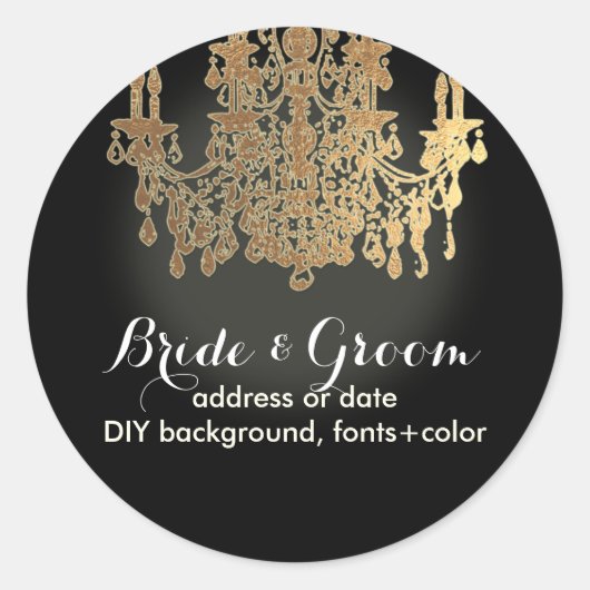 PixDezines faux gouden kristallen kroonluchter/DIY Ronde Sticker (Voorkant)