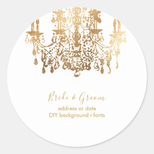 PixDezines Faux gouden kristallen kroonluchter Ronde Sticker (Voorkant)