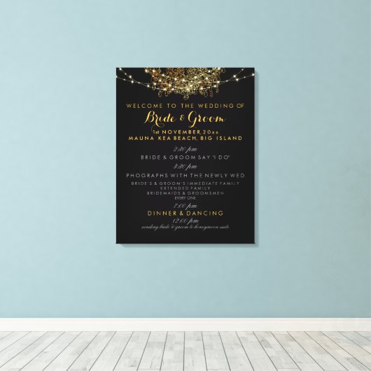 PixDezines faux gouden kroonluchter bruiloft progr Canvas Afdruk (Insitu (Houten vloer))