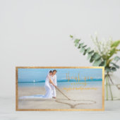 PixDezines faux gouden lijst/dank u bruiloft foto Bedankkaart (Staand voorkant)